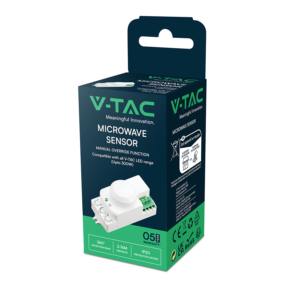 Microwave Sensor Manual Override Function White