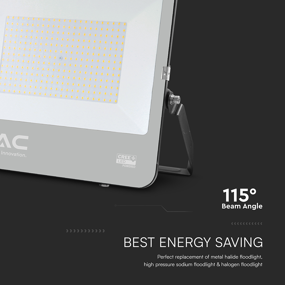 200W LED Floodlight CREE CHIP Black Body Grey Glass 4000K 135LM/W img 2