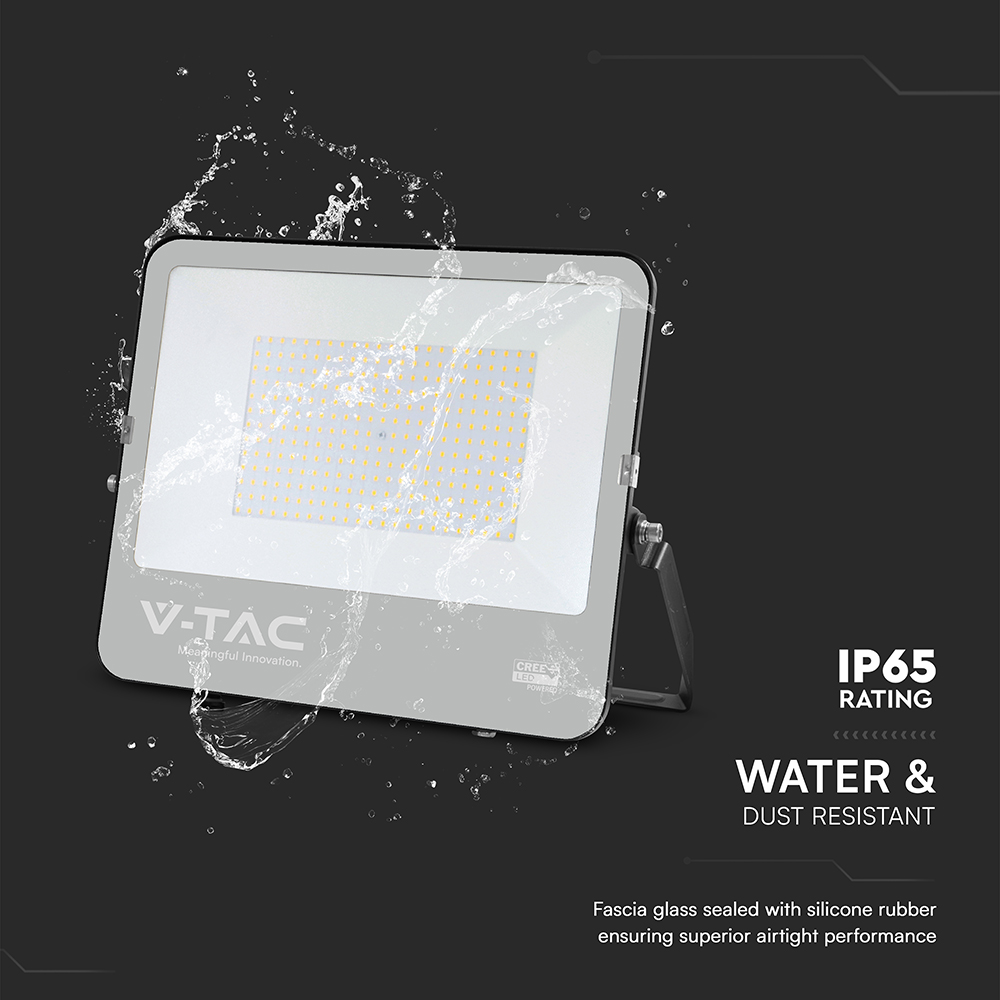 200W LED Floodlight CREE CHIP Black Body Grey Glass 4000K 135LM/W img 3