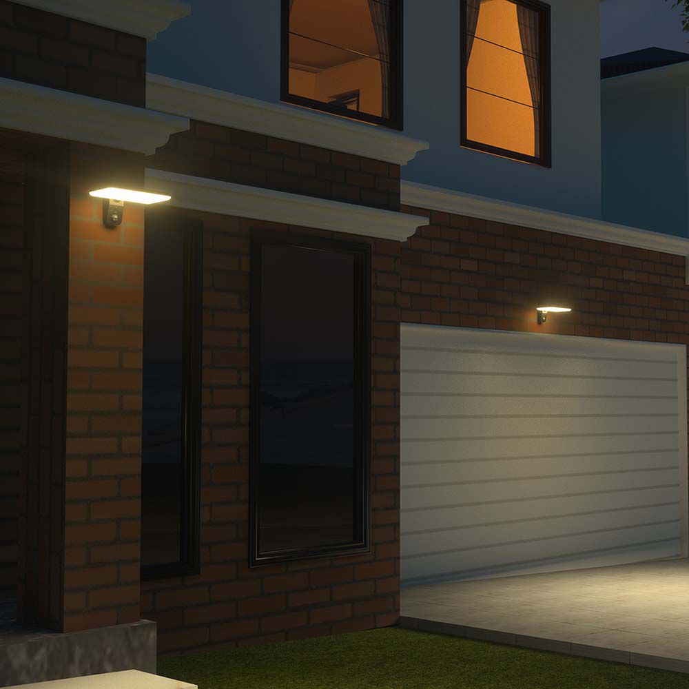 Lampada LED Solare 15W da Muro Rettangolare con Batteria LiFePO4 3.2V Colore Nero CCT: 6000K+4000K IP65 img 3