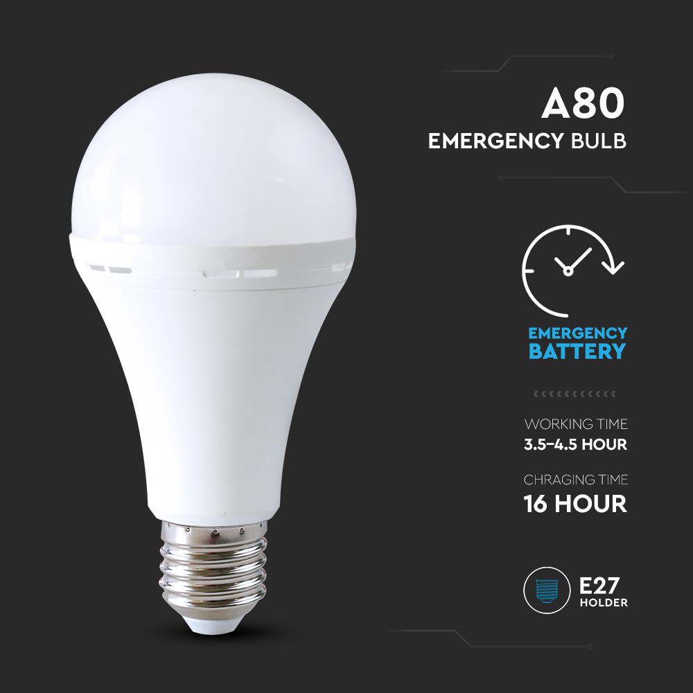 LED Bulb - 12W E27 A80 Plastic Emergency Lamp  img 1