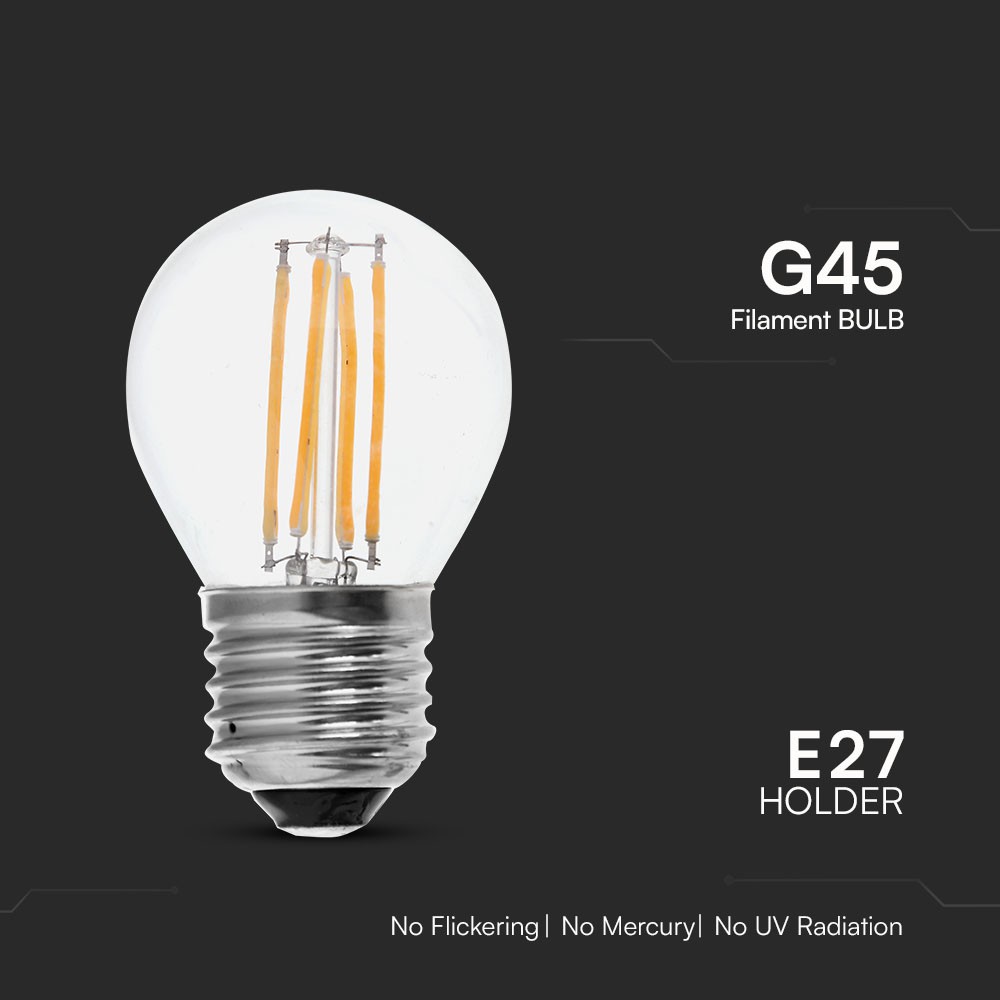 LED Bulb - 6W Filament E27 G45 Clear Cover 6500K