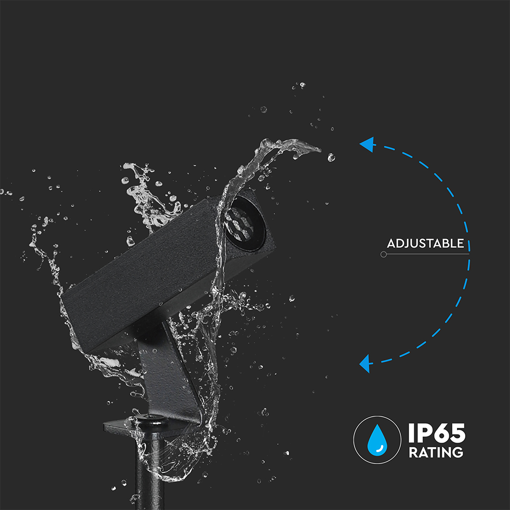 2W LED Spike Aluminum3000K Black Body IP65 Square img 1