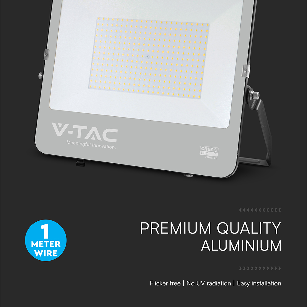 200W LED Floodlight CREE CHIP Black Body Grey Glass 4000K 135LM/W img 4