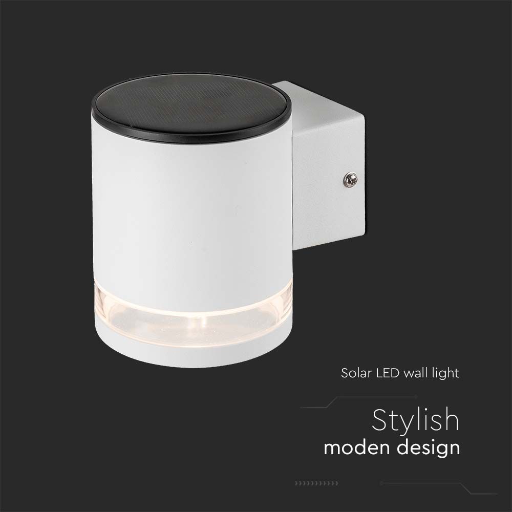 Lampada LED da Giardino Cilindrica con Pannello solare 1W Corpo Bianco 121X90X112.5mm 