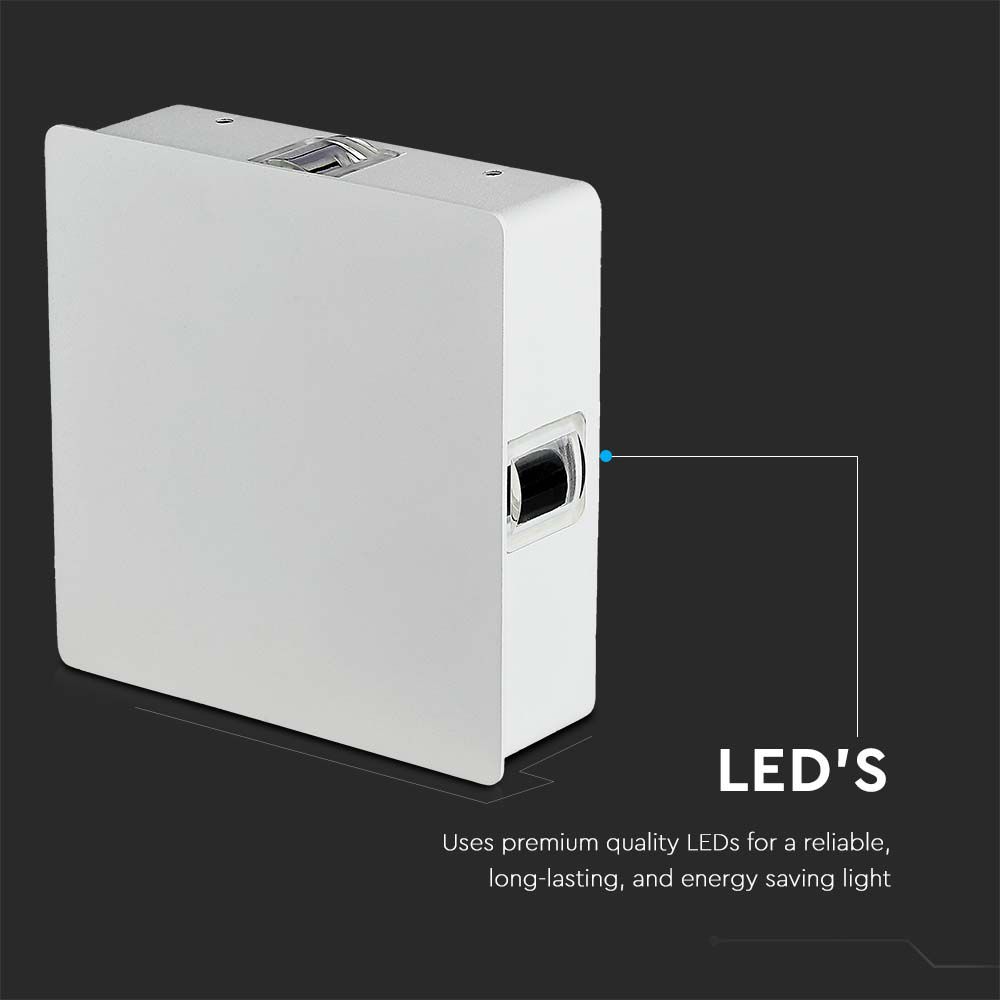 4W LED Wall Light White Square 4000K IP65