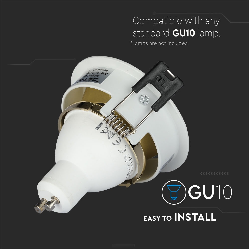 GU10 Fitting Bianco, Gold Rotonda img 1
