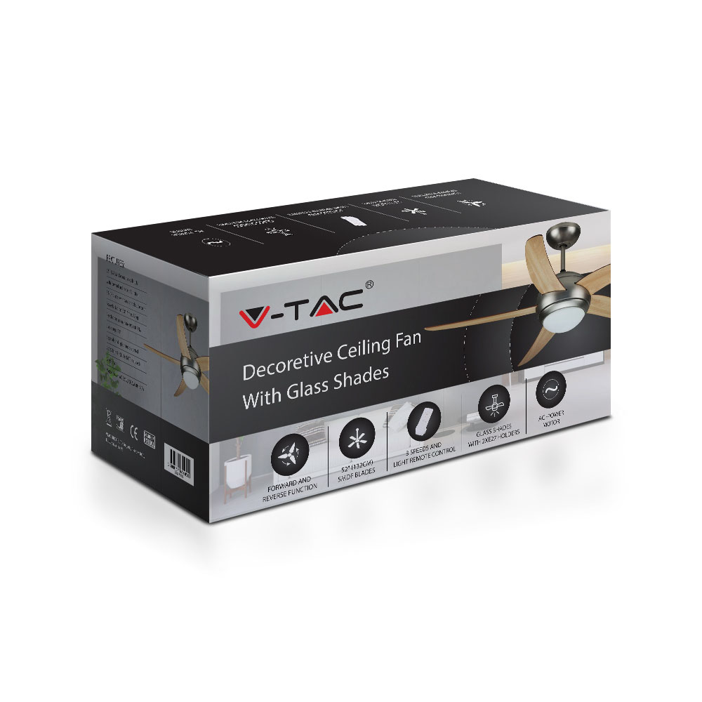 2 x E27 LED Ventilatore a soffitto Telecomando 5 pale