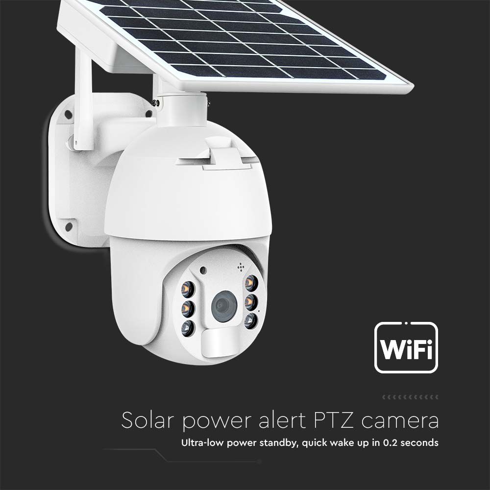 WIFI HD Smart Solar Energy PTZ Camera With Sensor White