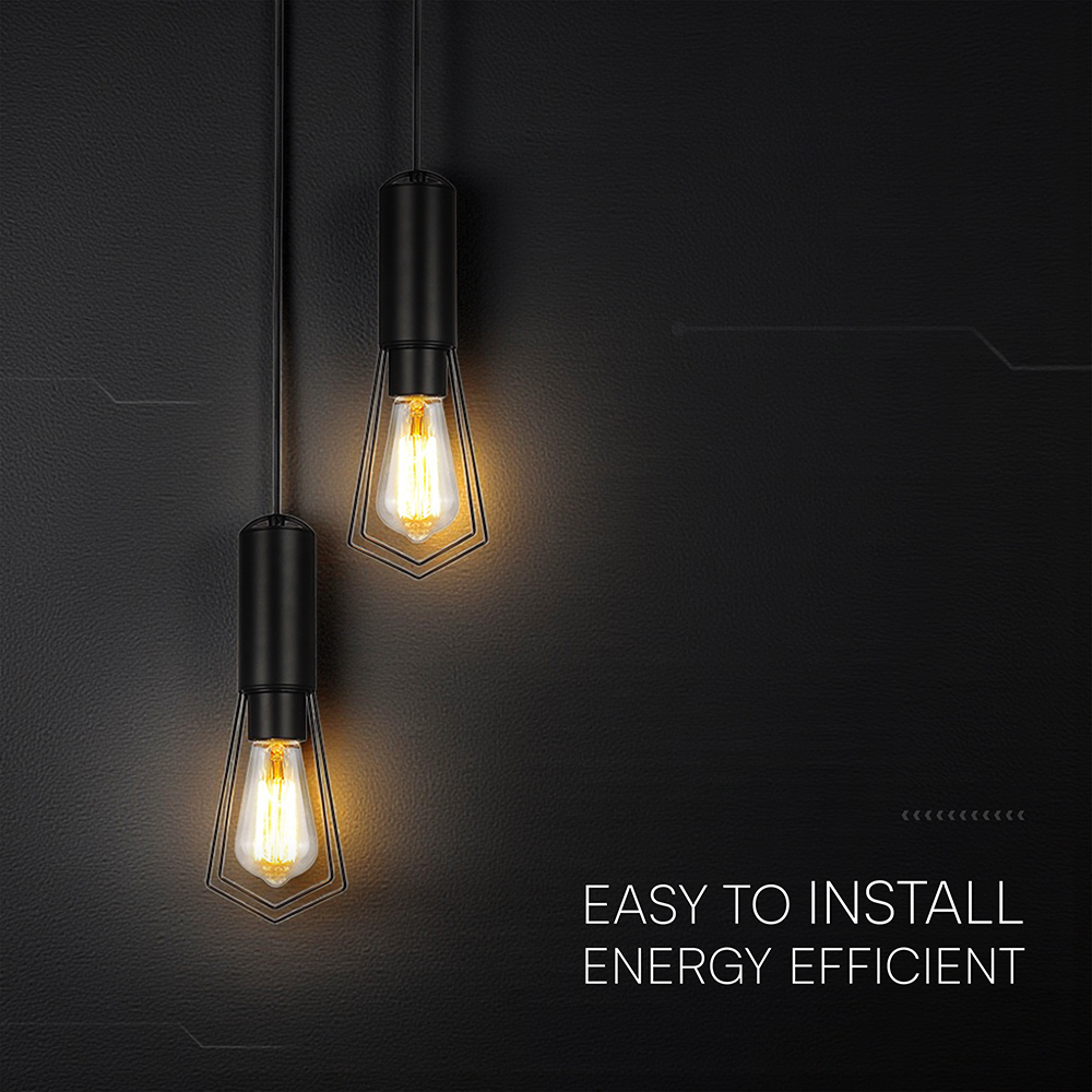 2XE27 Decorative Hanging Lamp (D200*H25mm) Matt Black