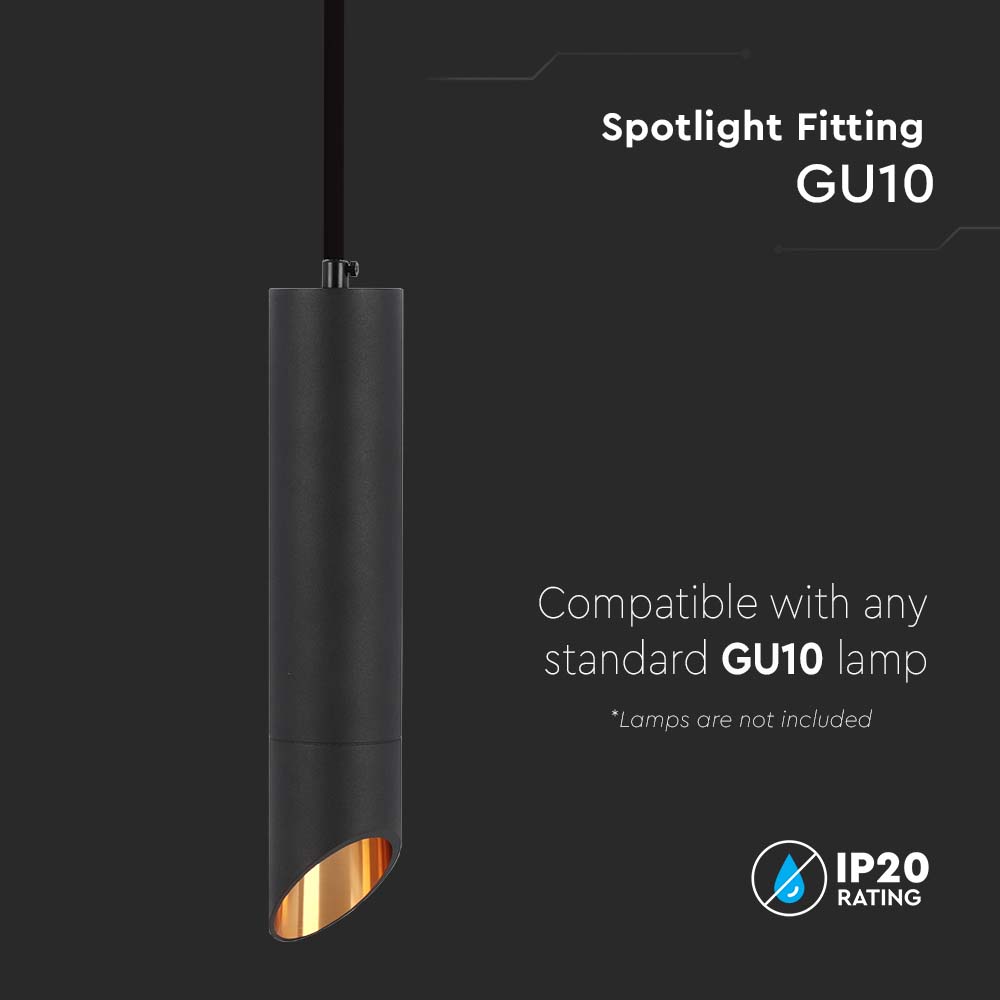 1*GU10 Hanging Pendant Black D 55*200MM