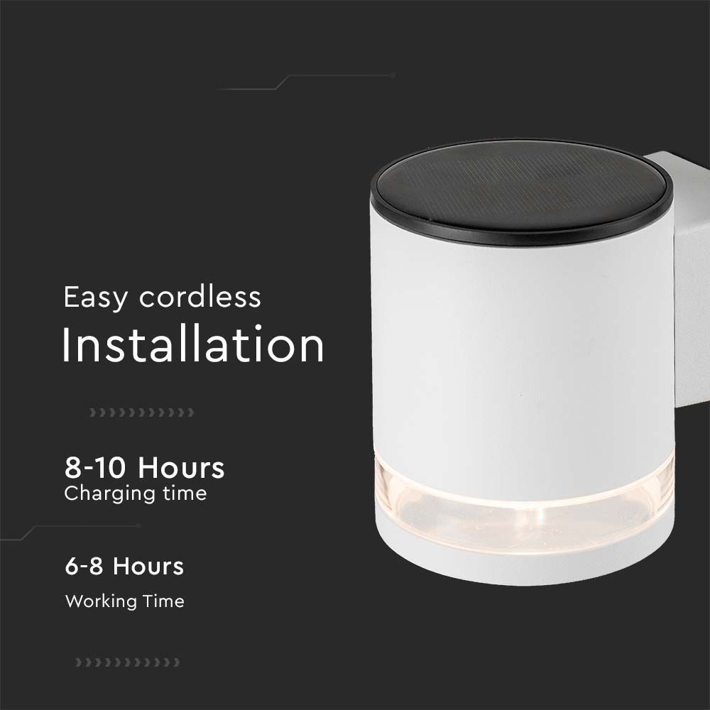 Lampada LED da Giardino Cilindrica con Pannello solare 1W Corpo Bianco 121X90X112.5mm  img 1