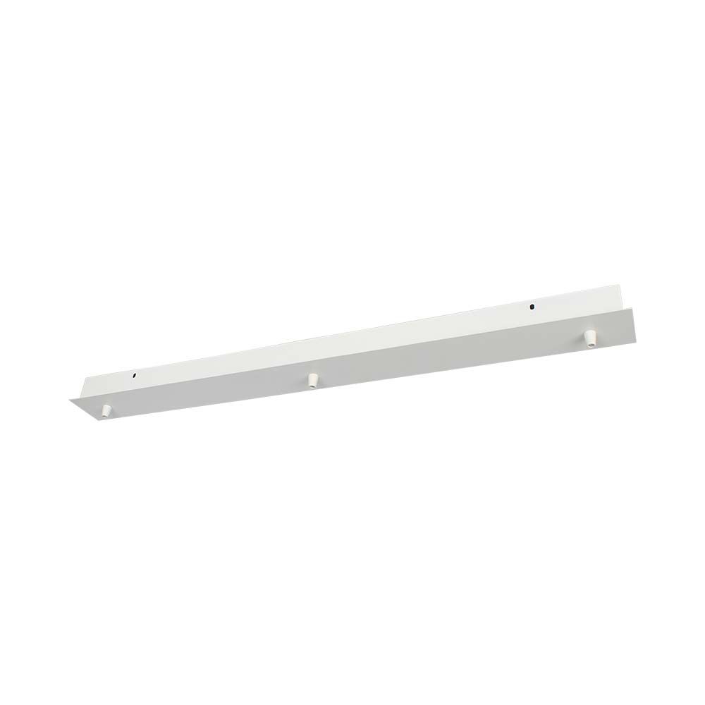 Rosone per Lampadario in Acciaio Lineare 800x70x43mm con 3 Fori Colore Bianco opaco