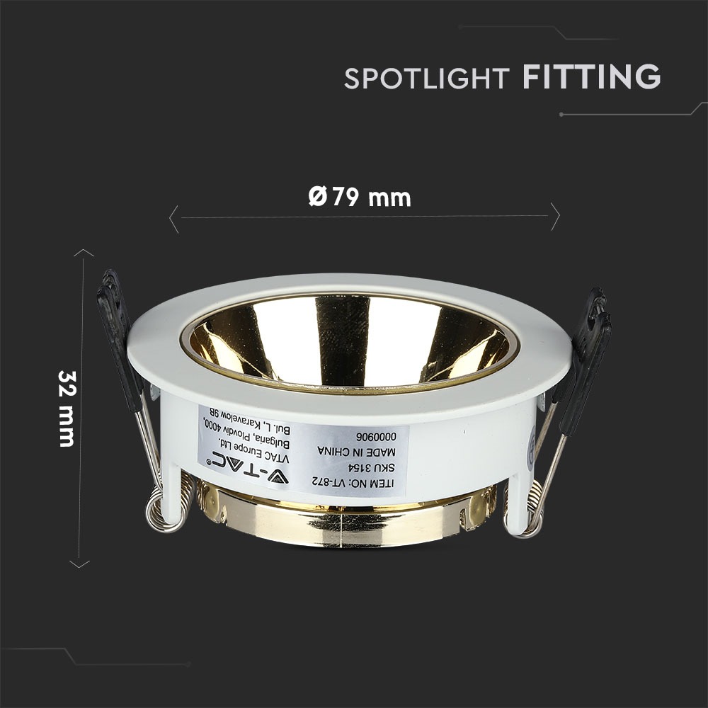 GU10 Fitting Bianco, Gold Rotonda