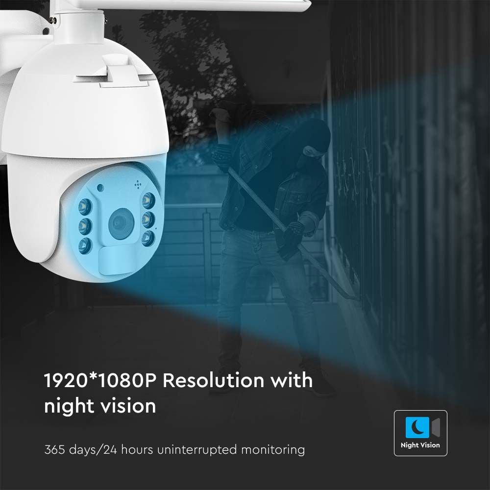 WIFI HD Smart Solar Energy PTZ Camera With Sensor White img 1