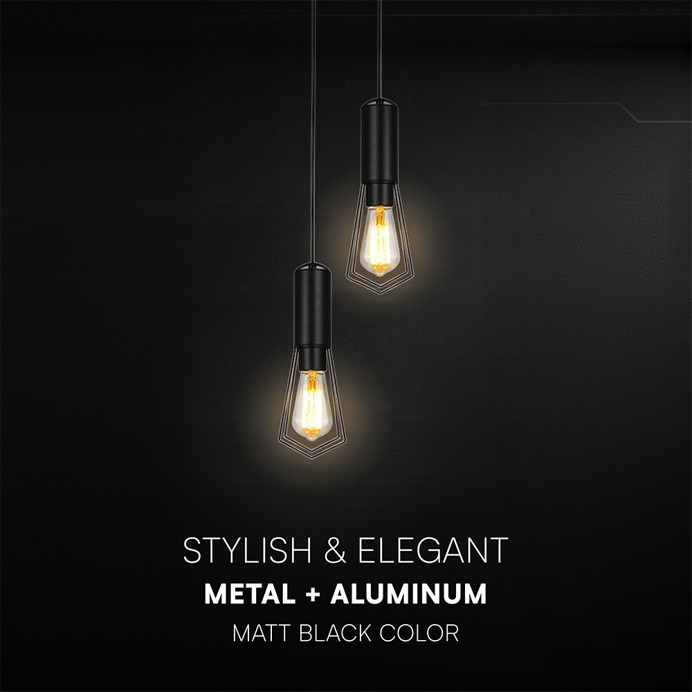 2XE27 Decorative Hanging Lamp (D200*H25mm) Matt Black img 1