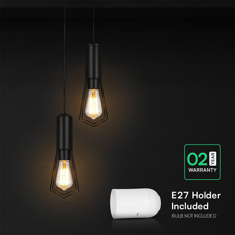 2XE27 Decorative Hanging Lamp (D200*H25mm) Matt Black img 2