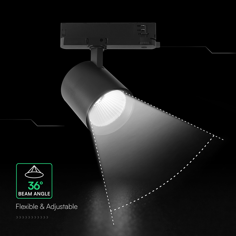 30W LED COB Tracklight CREE CHIP 3000K Black Body img 1