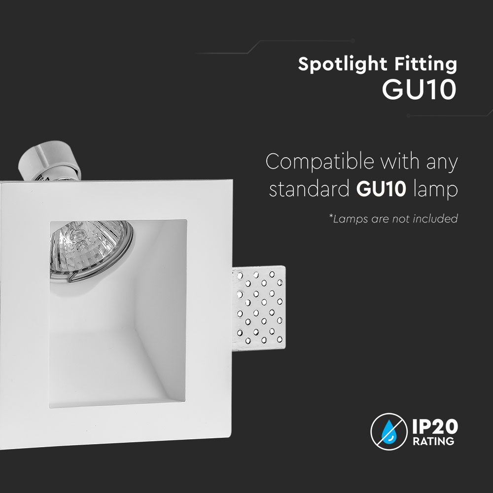 GU10 Fitting Gypsum Square White