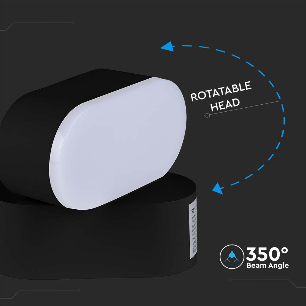 6W LED Wall Light Black Body IP65 Movable 3000K img 2