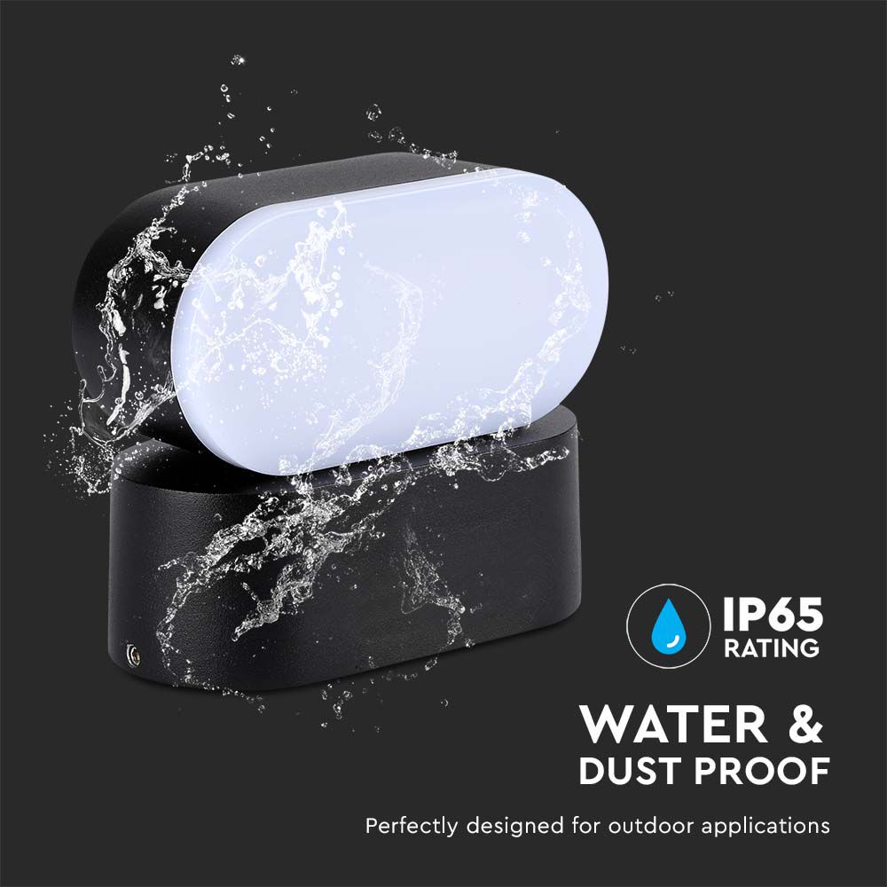 6W LED Wall Light Black Body IP65 Movable 3000K img 1
