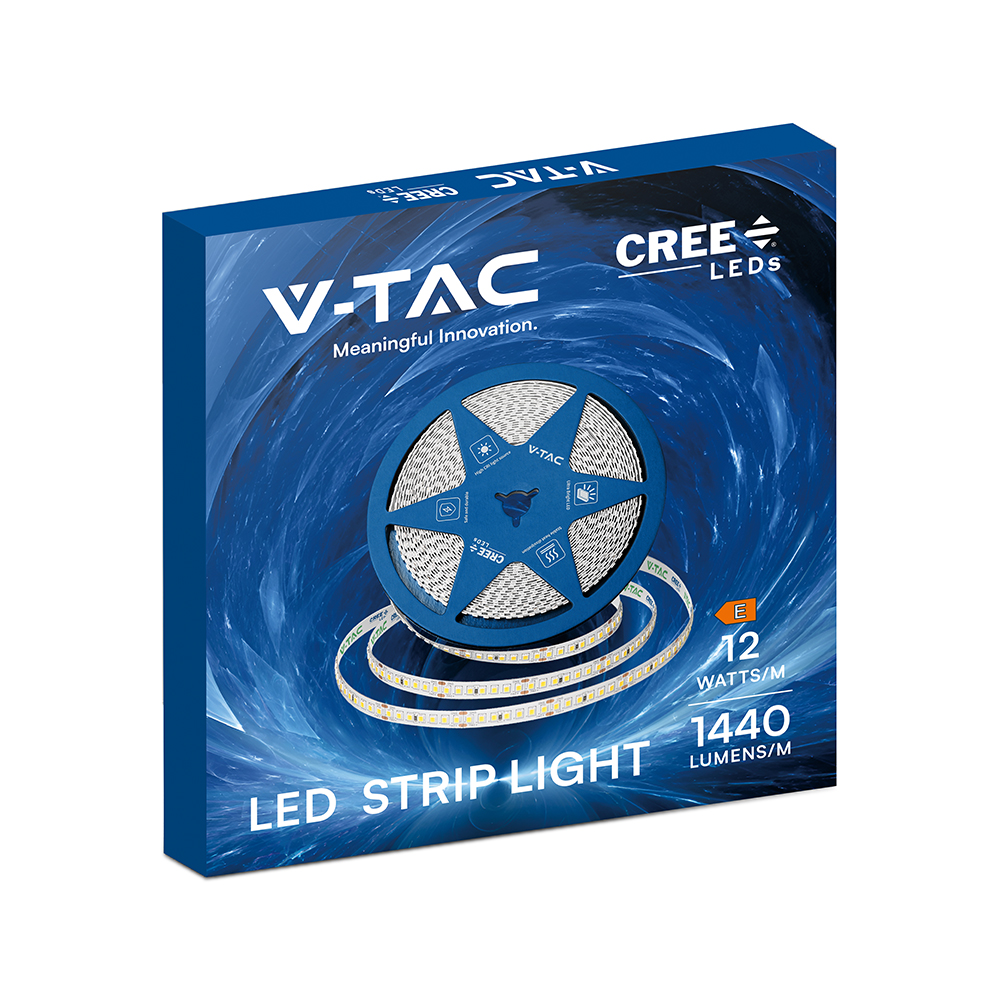 12W LED Stip Light CREE CHIP 6500K IP20 24V 8MM DOUBLE PCB