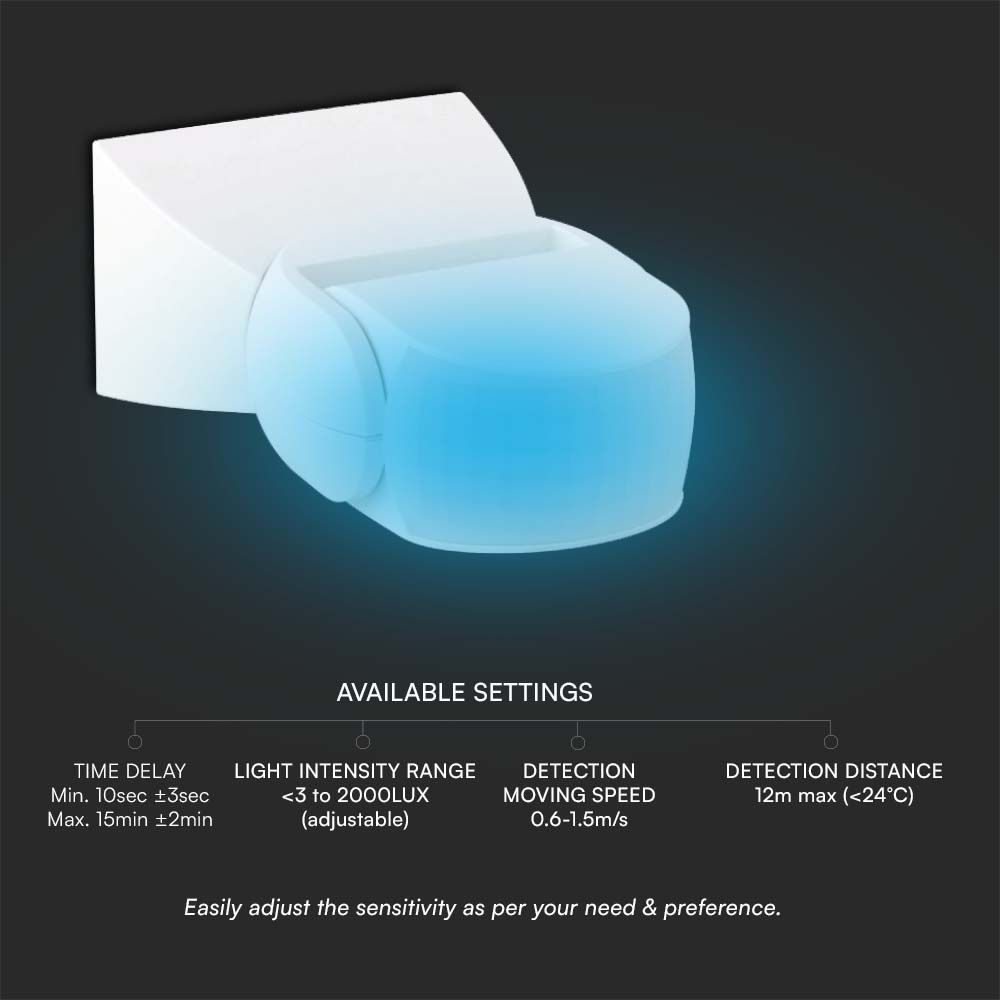 300W Infrared Motion Sensor 180'D - White Body IP65 img 1