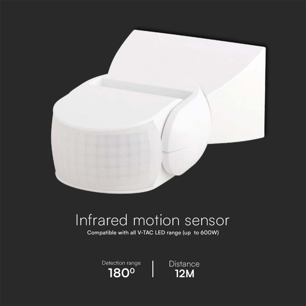300W Infrared Motion Sensor 180'D - White Body IP65
