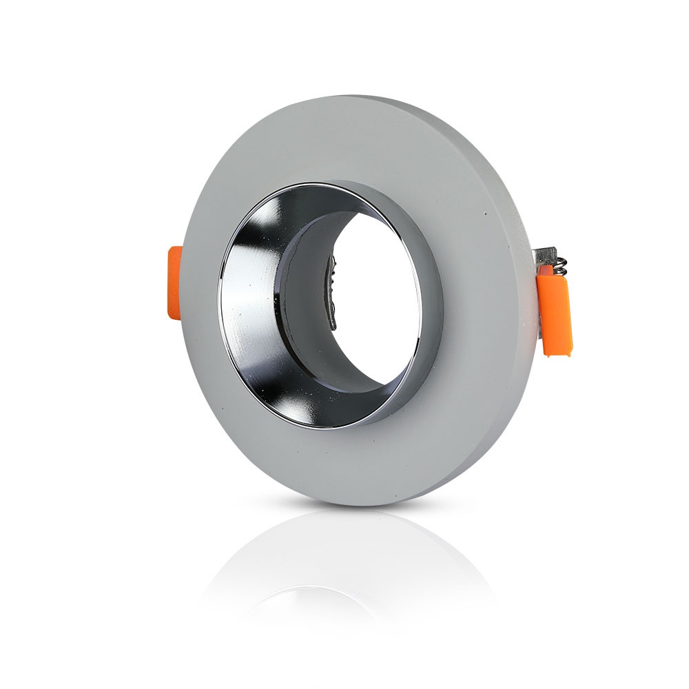 GU10 Fitting Gypsum Metal Grey Recessed Light Chrome Rotonda