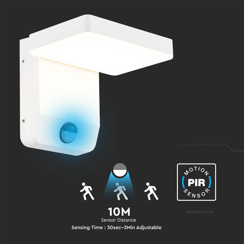 20W LED Wall Light Sensor White Body Square 3000K IP65 img 1