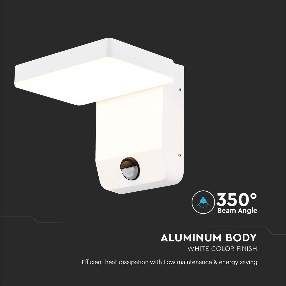 20W LED Wall Light Sensor White Body Square 3000K IP65 img 2
