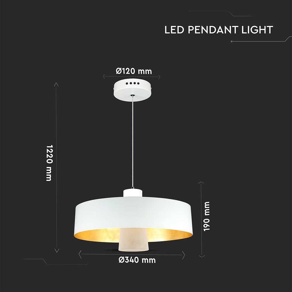 7W LED Lampadario (Acrylico) White Lamp Shade 340 Bianco Naturale