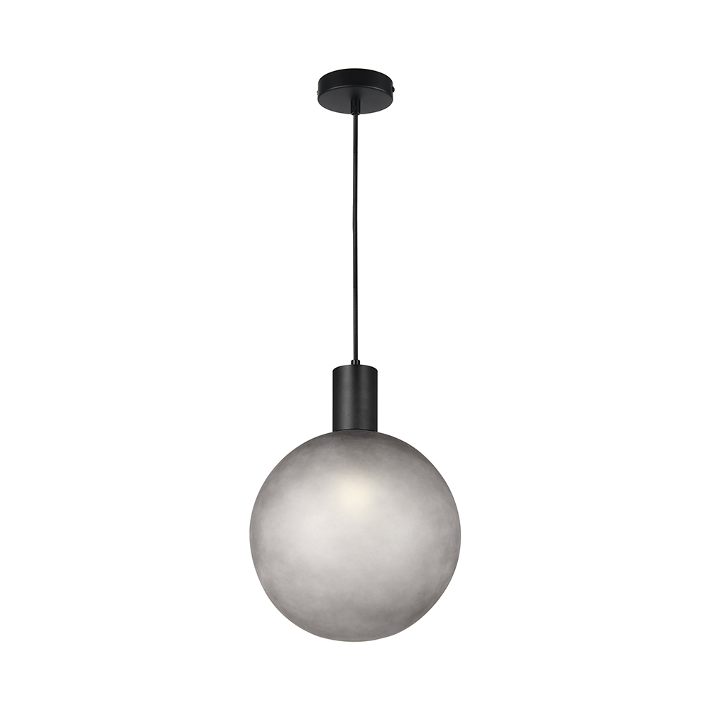 E27 Decorative Hanging Lamp (D100*H25mm) Matt Black+Smokey Grey