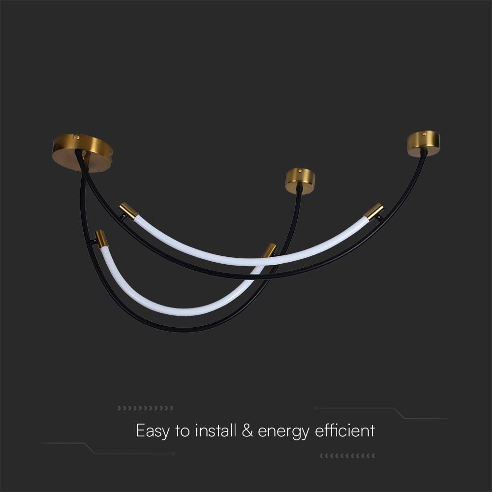 Lampadario LED a Sospensione con 2 Mezzaluna 20W in Metallo Nero e Ottone