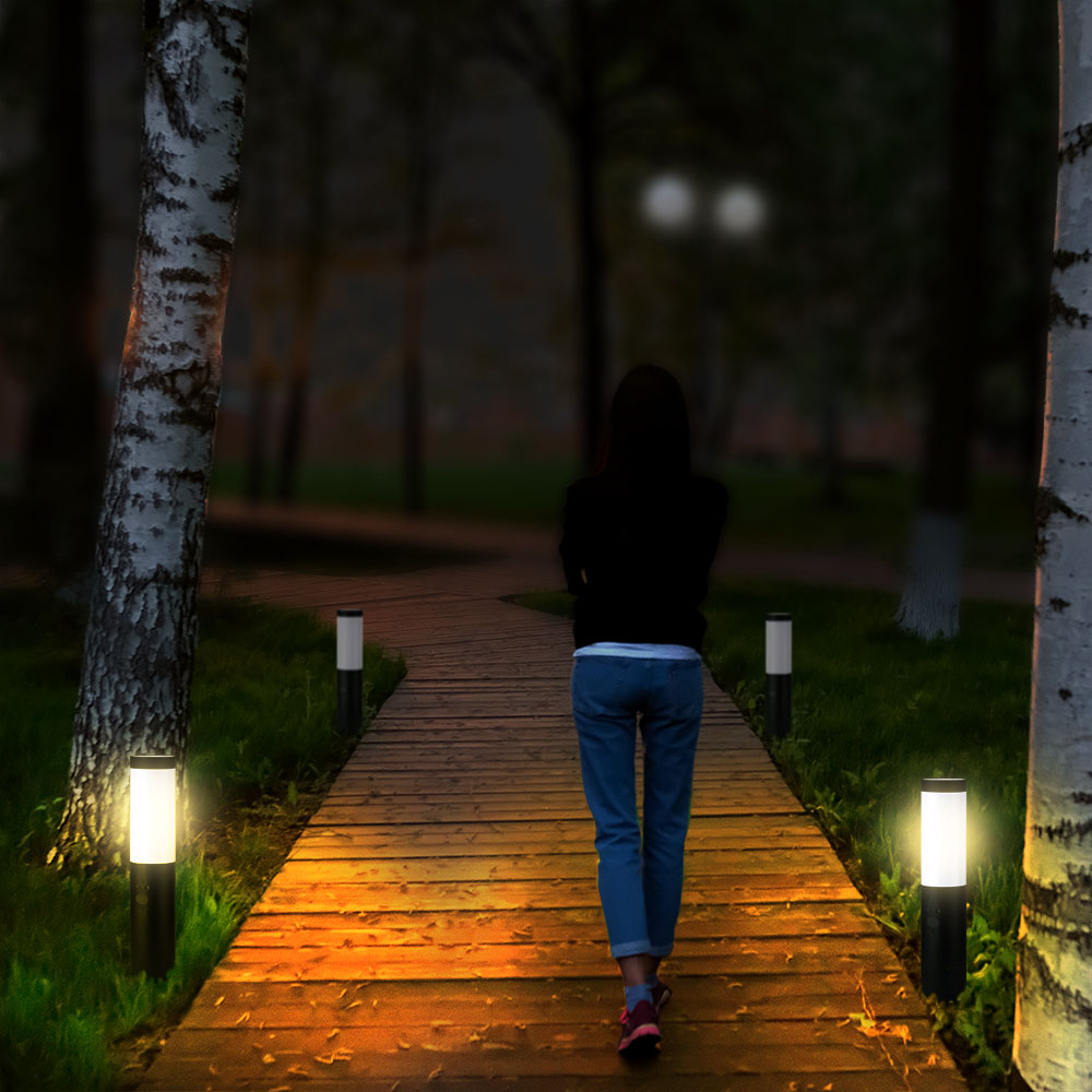 Piantana LED da Giardino 45cm con Portalampada E27 in Acciaio Inossidabile IP44 Colore Grigio img 1