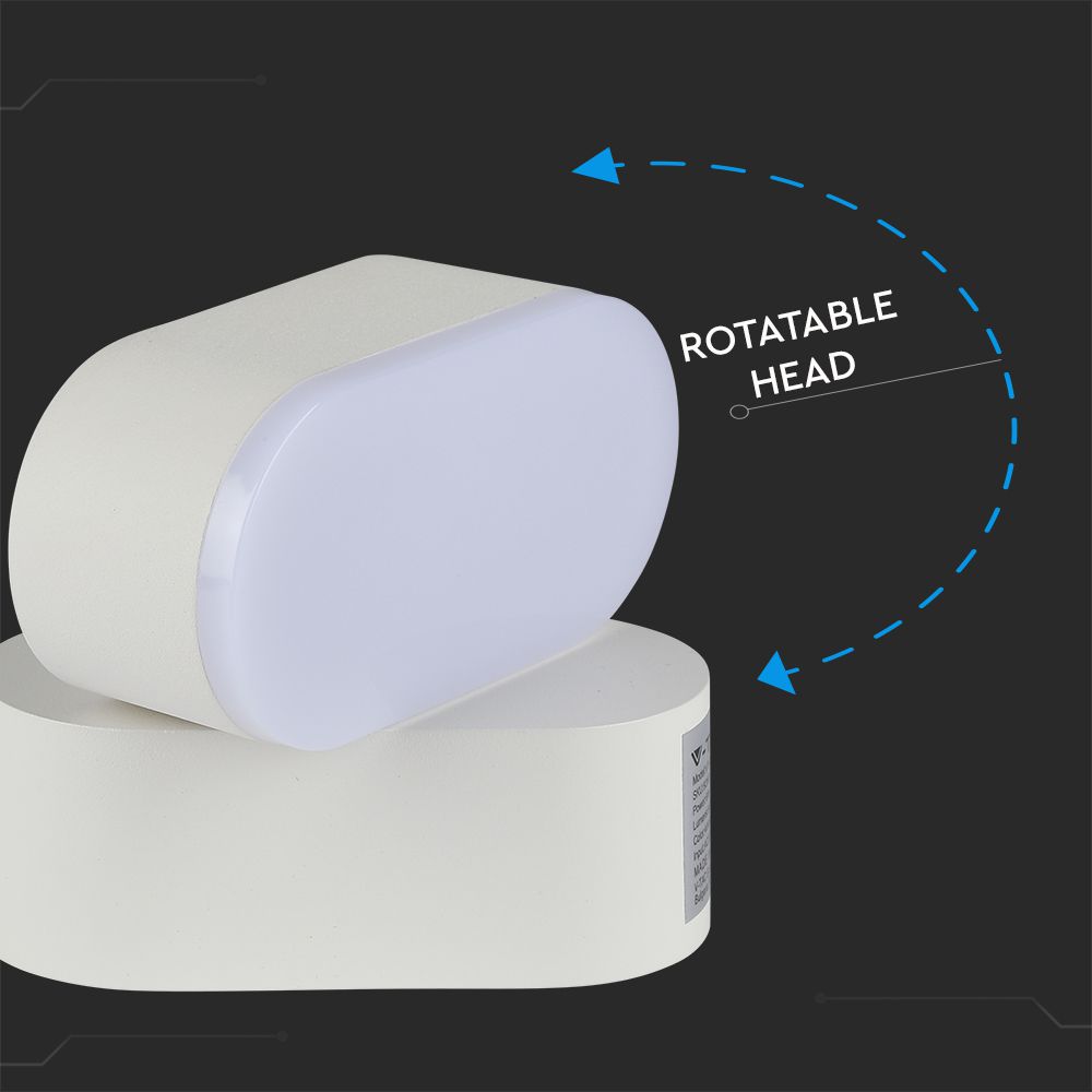 Lampada LED da Muro Ovale Colore Bianco con Testa Ruotabile  img 2