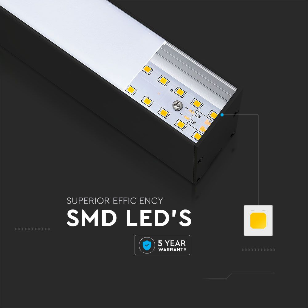 LED Linear Light SAMSUNG CHIP - 40W Hanging Suspension Black Body 4000K 1200x35x67mm img 1