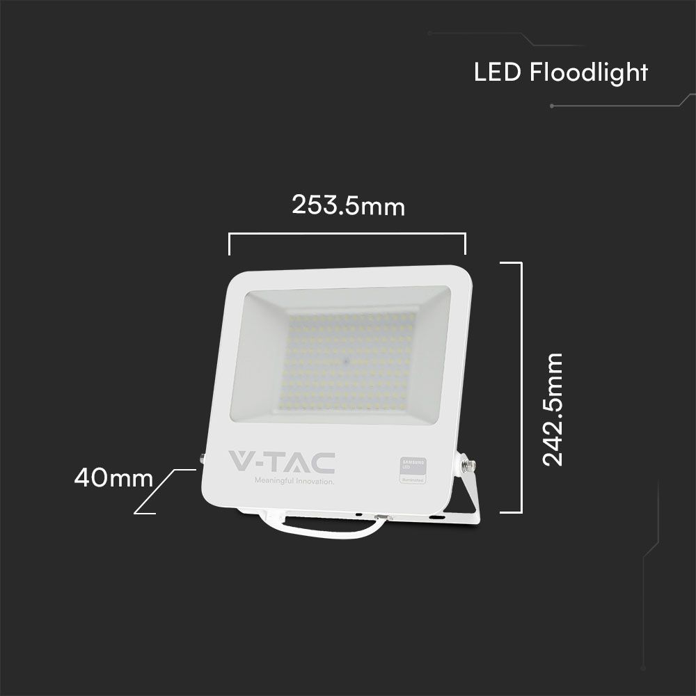 100W LED Floodlight SMD SAMSUNG CHIP 1m Wire White Body Grey Frosted Glass 6400K