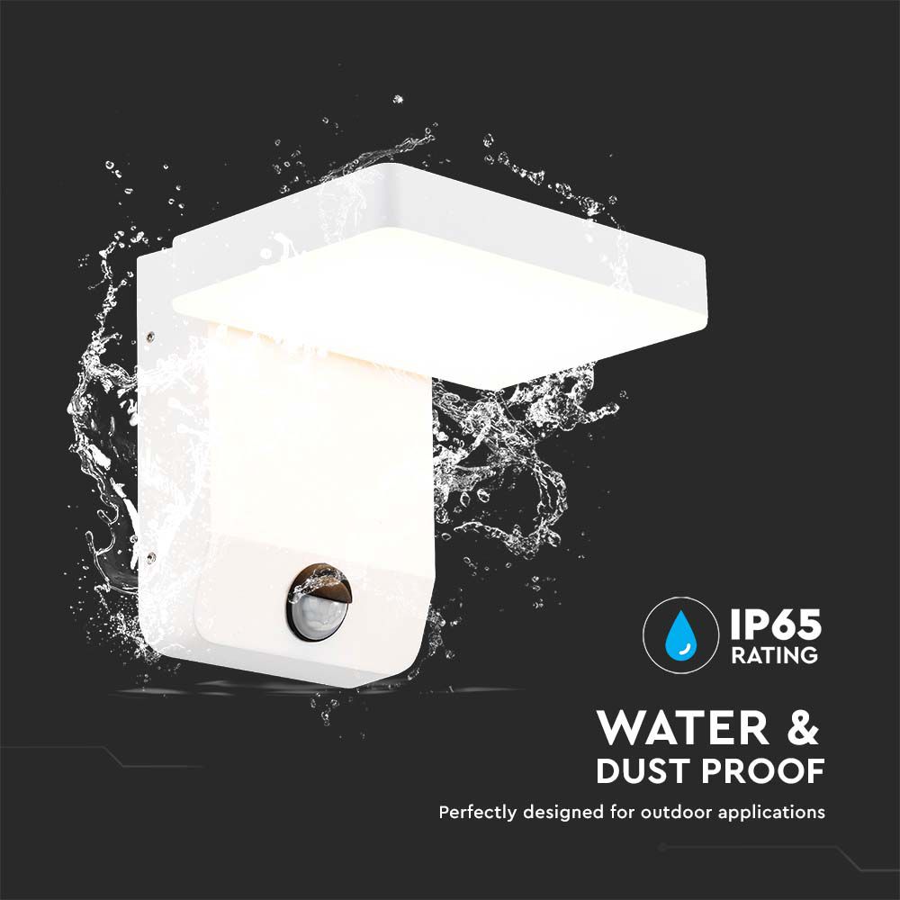 20W LED Wall Light Sensor White Body Square 3000K IP65 img 3