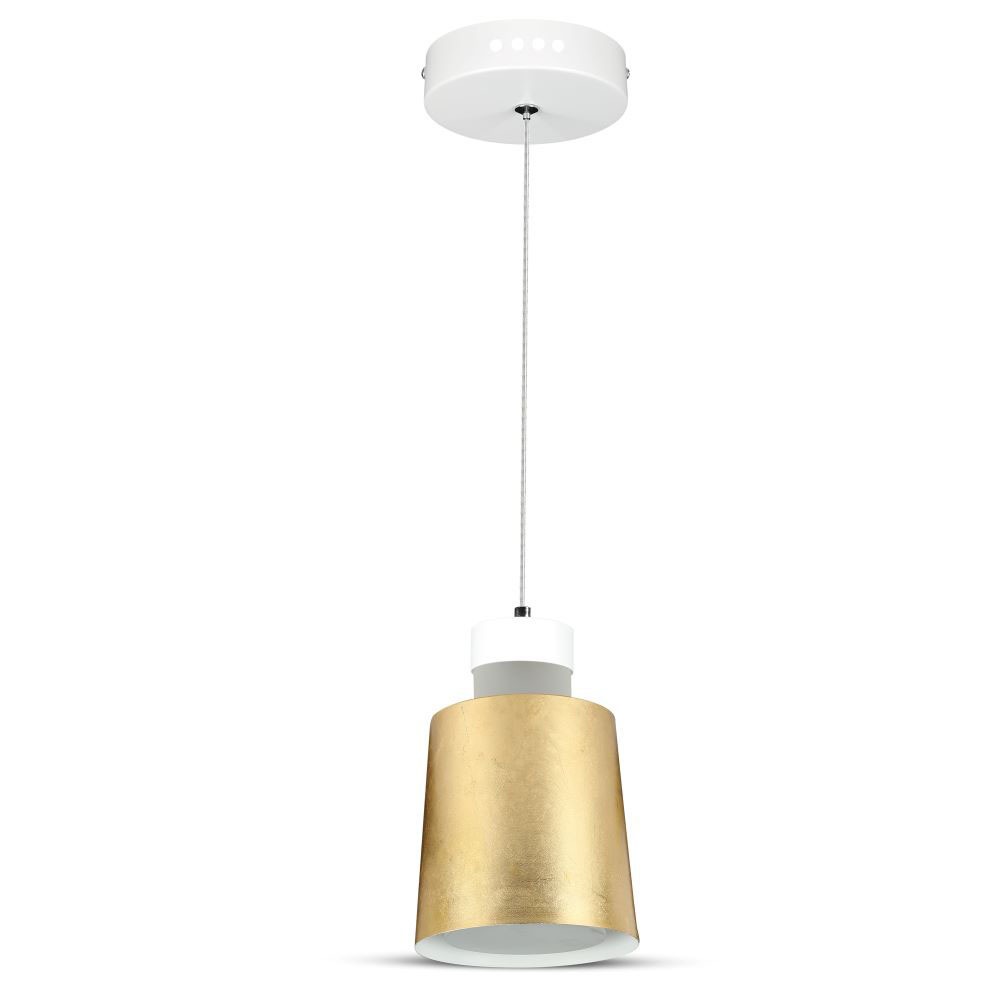 7W LED Lampadario (Acrylico) Gold Lamp Shade 120 Bianco Caldo