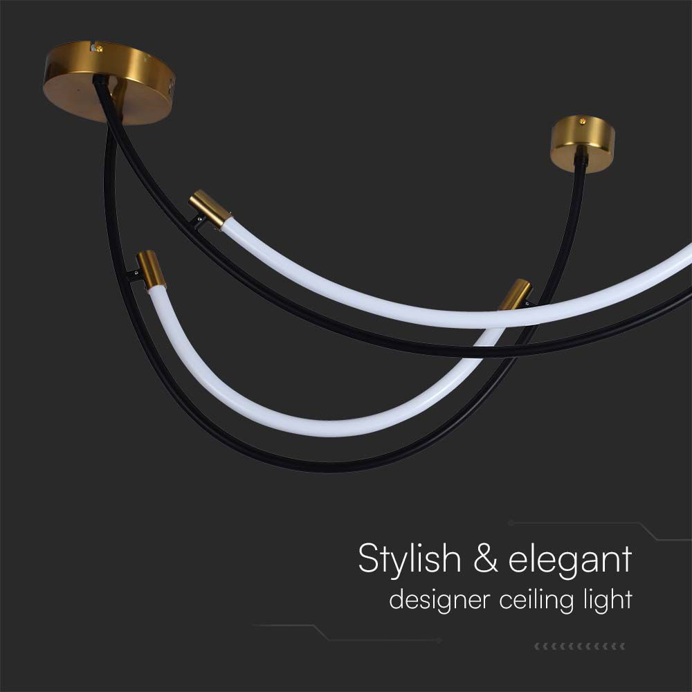 Lampadario LED a Sospensione con 2 Mezzaluna 20W in Metallo Nero e Ottone img 1