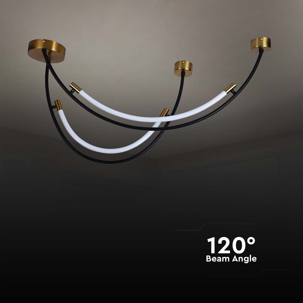 Lampadario LED a Sospensione con 2 Mezzaluna 20W in Metallo Nero e Ottone img 2