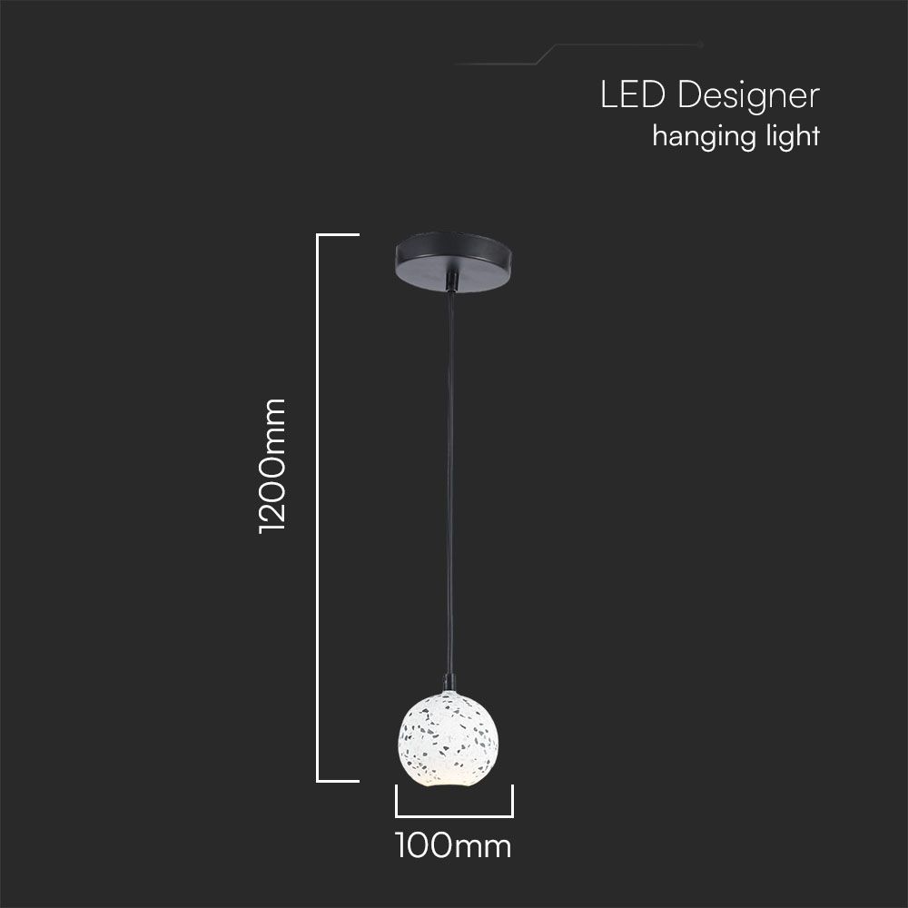 LED Designer Hanging Lampholder Marbel + Glass White Body G9