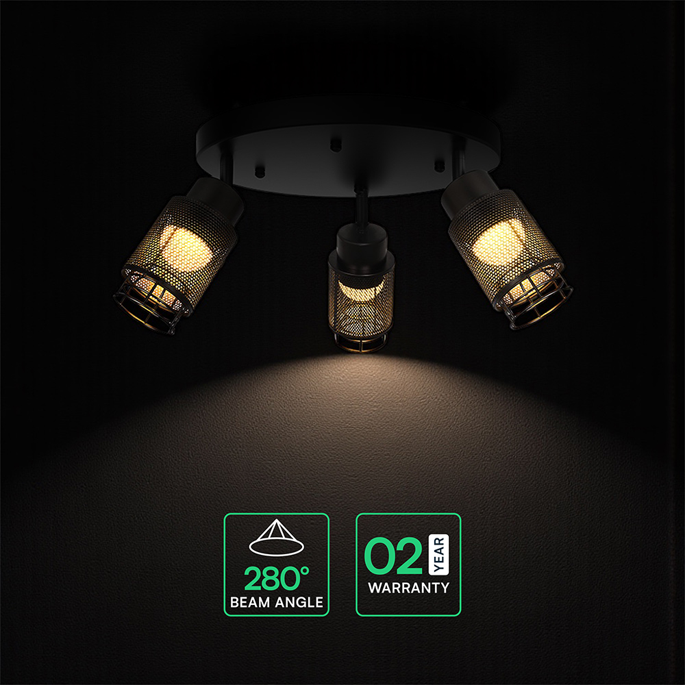 3X6W LED Decorative Ceiling Lamp (D300*H30mm) 3000K Matt Black Body img 2