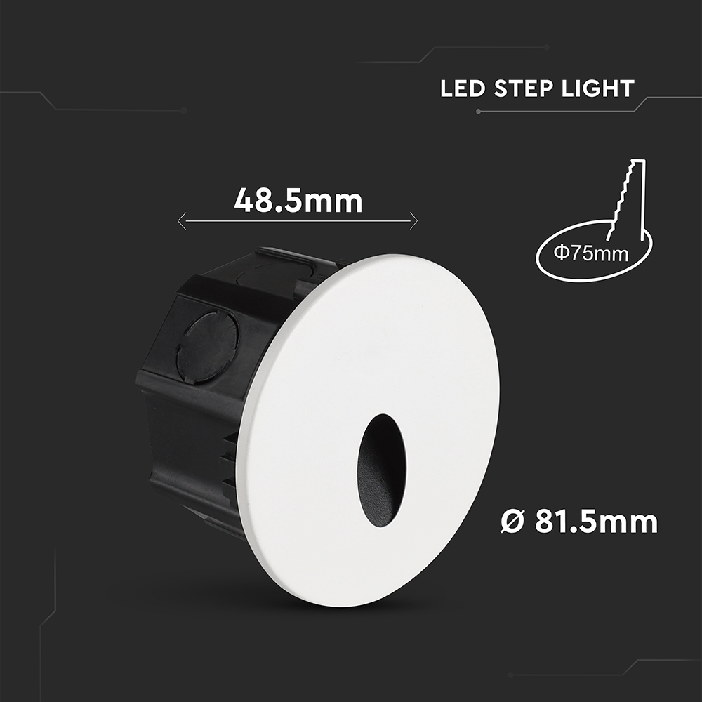 3W LED Step Light Aluminum + PC 4 IN 1 CCT Adjustable Black Body IP65 Round