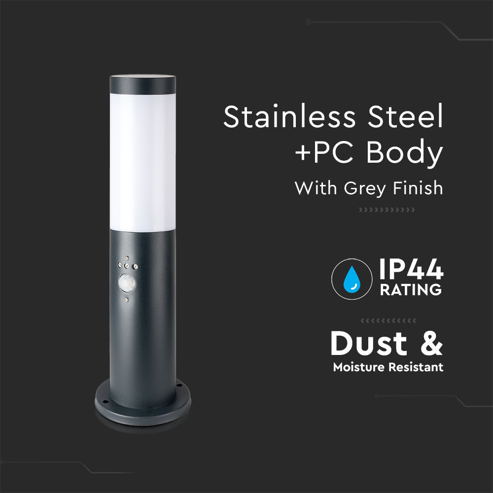 Piantana LED da Giardino 45cm con Portalampada E27 in Acciaio Inossidabile IP44 Colore Grigio