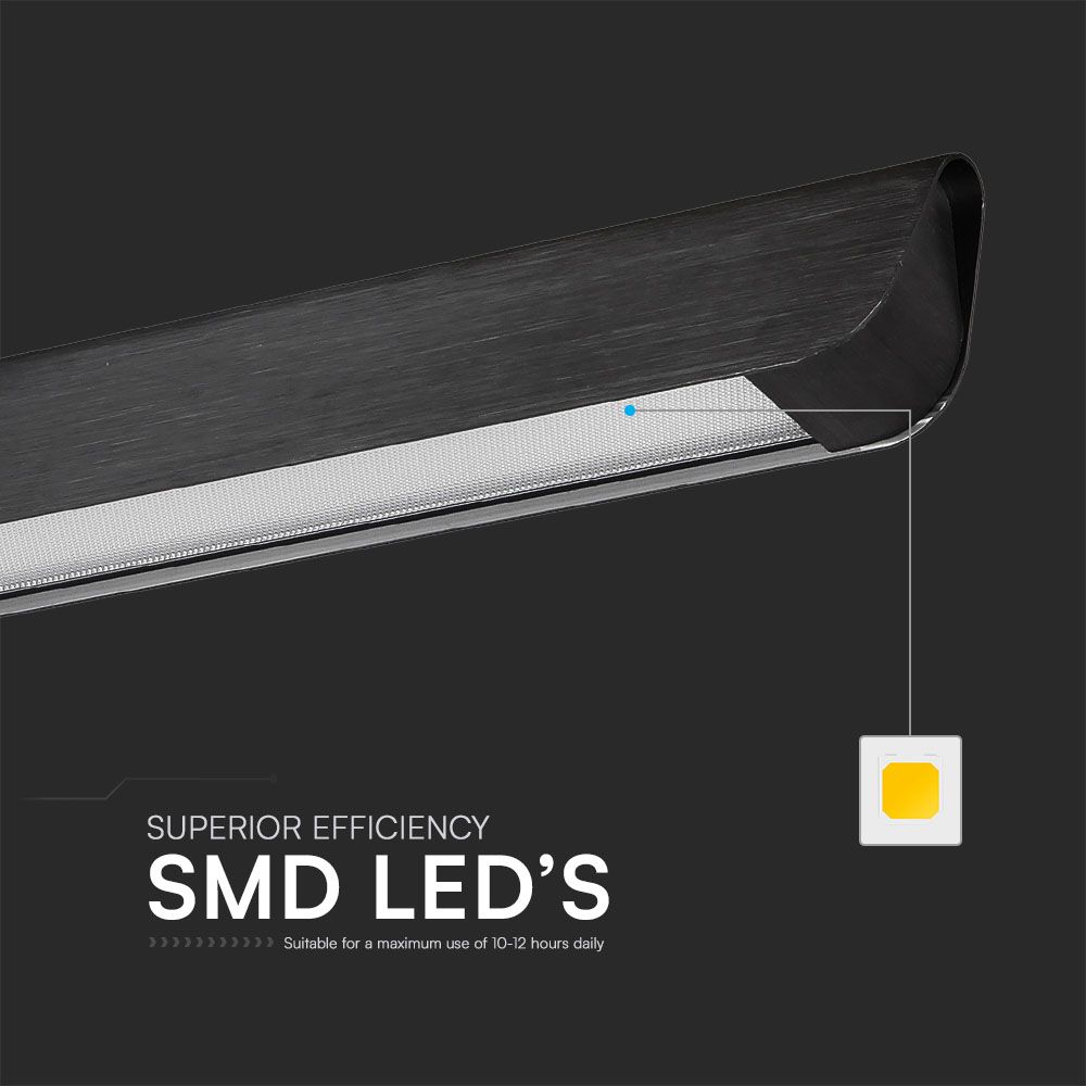 36W LED Linear Hanging Suspension Light Diffuser Plate Type-CCT:3IN1 - Black