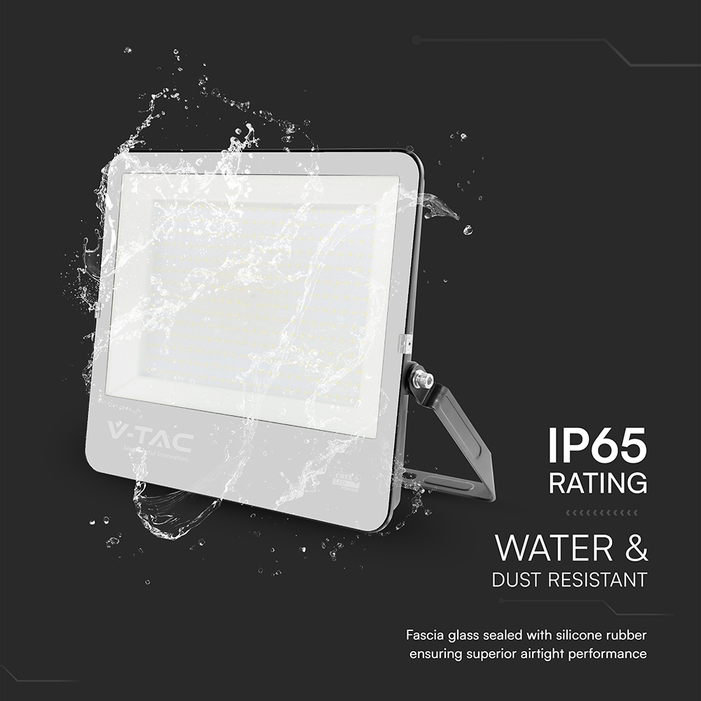 300W LED Floodlight CREE CHIP Black Body Grey Glass 4000K 135LM/W img 3