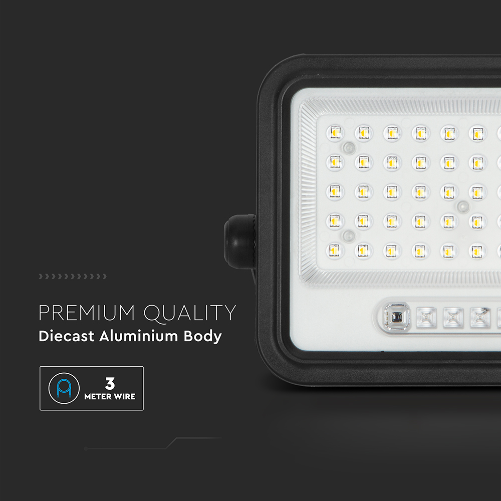 100W LED Solar Floodlight 2000K-8000K Black Body Battery Indicator img 4