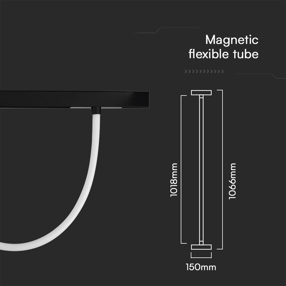 12W LED Magnetic Track Light Flexible Tube  1M CCT: 3000K Dimmable Black Body